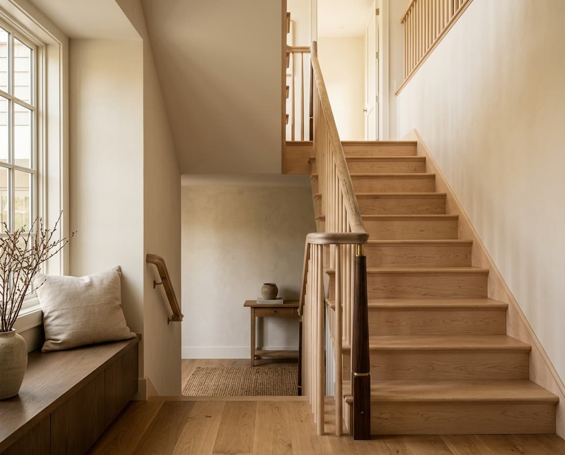 Escalier droit & quart tournant en bois massif par VERTICALE