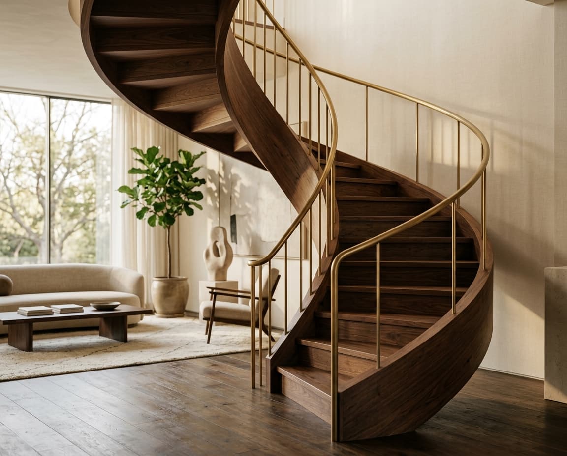 Escalier hélicoïdal en bois massif par VERTICALE